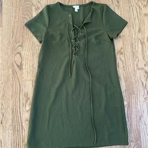 Green Lace Up Dress